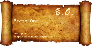 Becze Ond névjegykártya